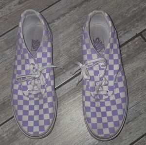Vans checkered purple and white sneckers